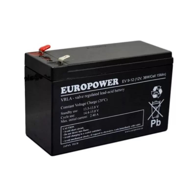 Lead-acid sealed battery europower EV 12-9 — 12 V 9 Ah for UPS and backup power
