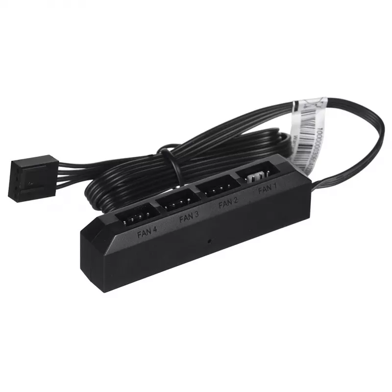 Fan hub DeepCool FH-04 — 20‑pin ATX to 4× 3‑pin Molex, 0.55 m cable, black