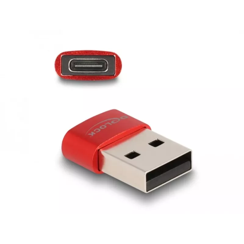 Delock - USB-Adapter - USB (M) zu 24 pin USB-C (W) - USB2.0 3 A - Red (60050)
