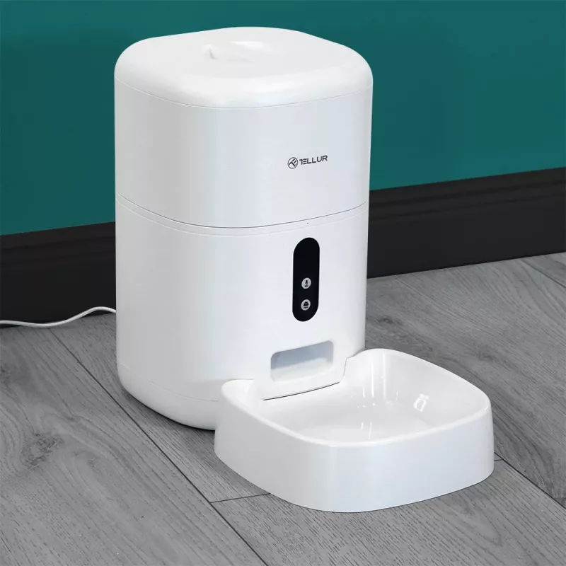 Automatic Pet Feeder Tellur TLL331461 with UltraHD Camera, 4 L, White