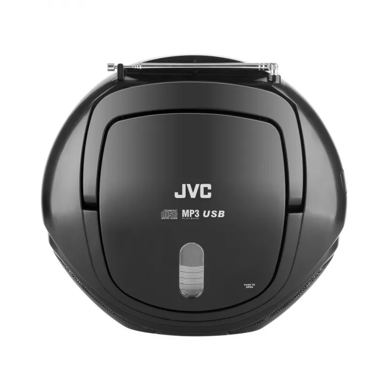Portable CD player JVC RD‑E221B — black, CD/MP3, cassette deck, USB playback, FM radio, AUX, battery/AC power
