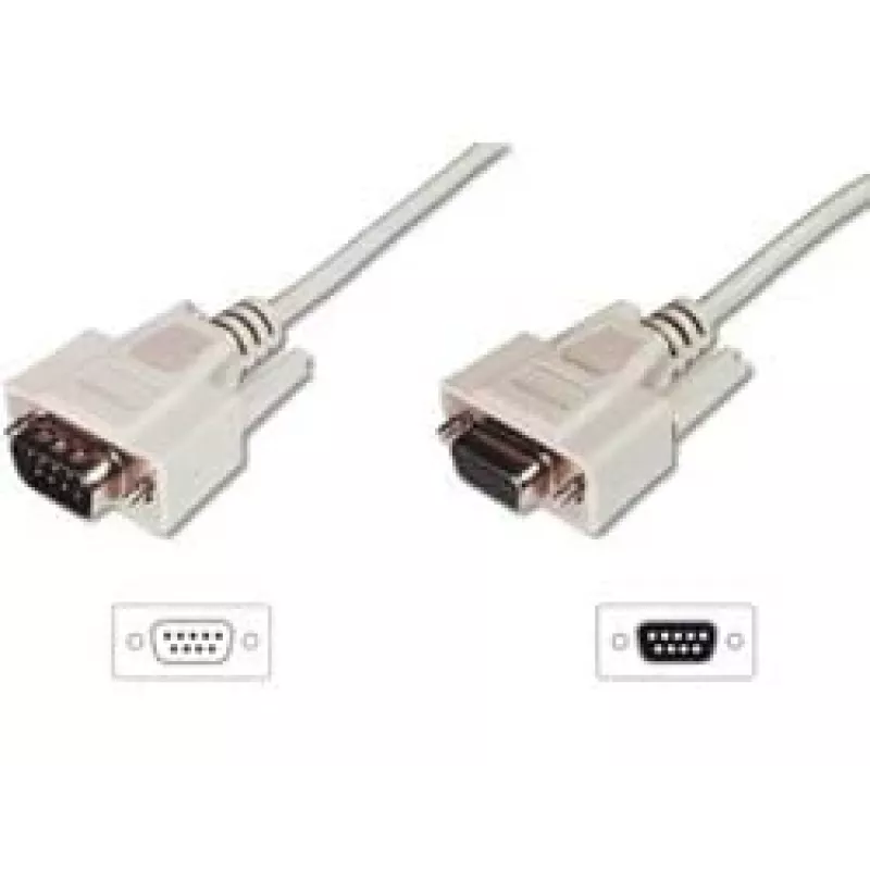 Digitus ASSMANN - Serielles Verlängerungskabel - DB-9 (M) - DB-9 (W) - 3 m - geformt, Flügelschrauben - beige (AK-610203-030-E)