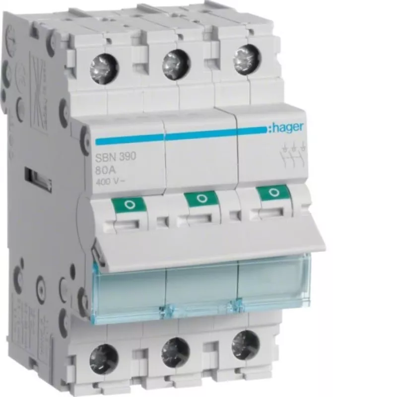 Circuit breaker Hager SBN390 3 module 100A 440V