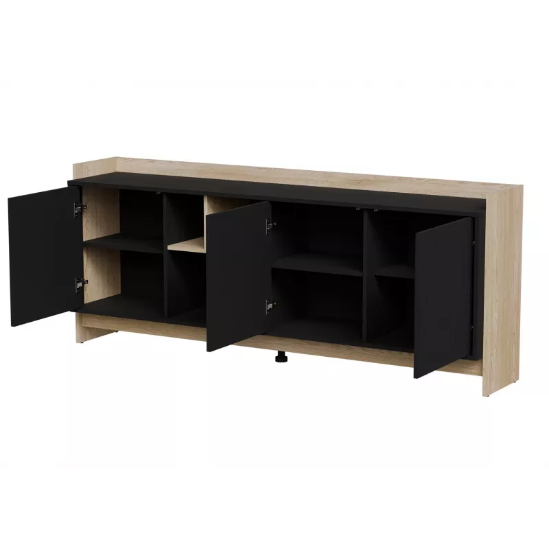 Cama PORTO 3D chest of drawers 190x38x77 oak/black