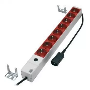 19-inch 1U Power Strip for UPS, 8x Schuko, C14 Input, 2m (CABINETACC3)