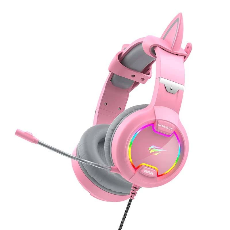 Gaming headphones HAVIT Gamenote H2233D RGB — over-ear wired, pink