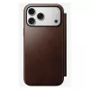 Nomad Modern Leather Folio mobile phone case Cover for iPhone 17 Pro Max — Brown, leather, 6.3 inch screen, 4 card pockets