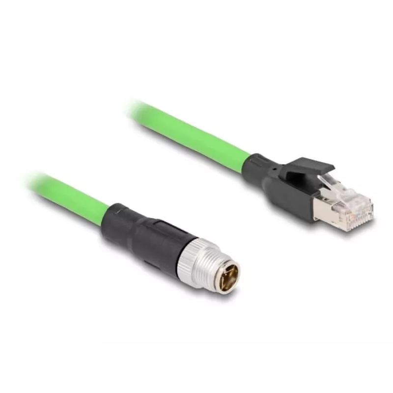 Network Cable DeLOCK M12 Cable X-coded 8 pin male to RJ45 male PUR (TPU) 1 m