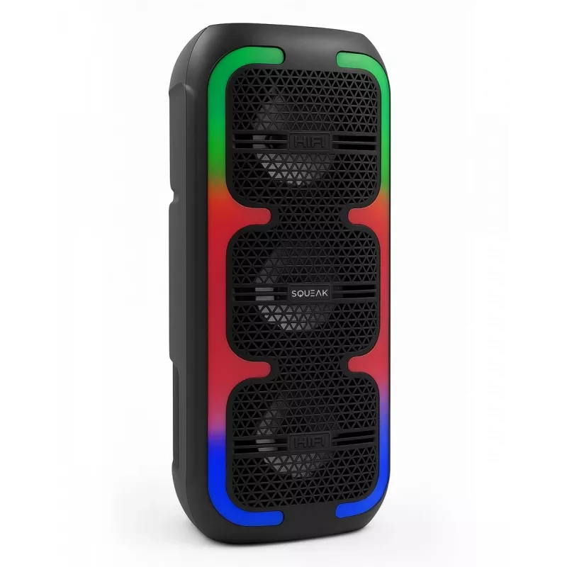 Portable stereo speaker SQUEAK SQ1009 — Bluetooth 5.3, 45W RMS, 10h battery, FM, USB, AUX, LED, 1800 mAh, Black