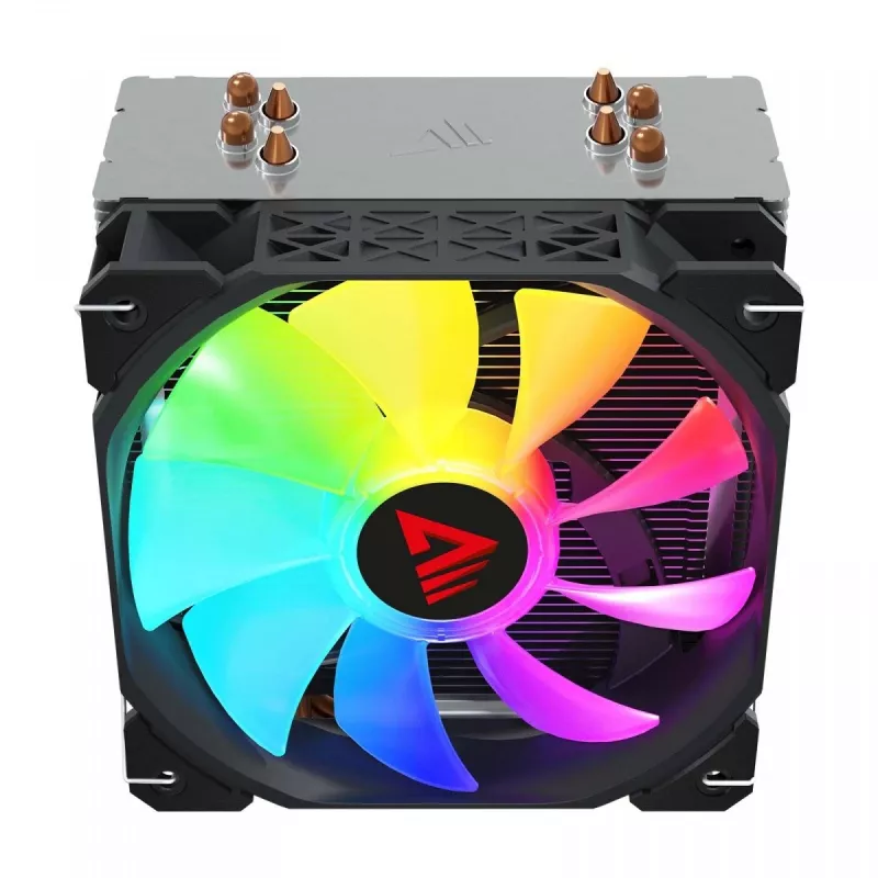 CPU air cooler SAVIO SAVGCOVORTEXX2ARGB with 4 heat pipes, 120mm ARGB fan, black