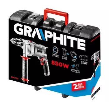 Pistol Grip Drill Graphite 58G728, 3000 RPM, Key Chuck, 1.3 cm