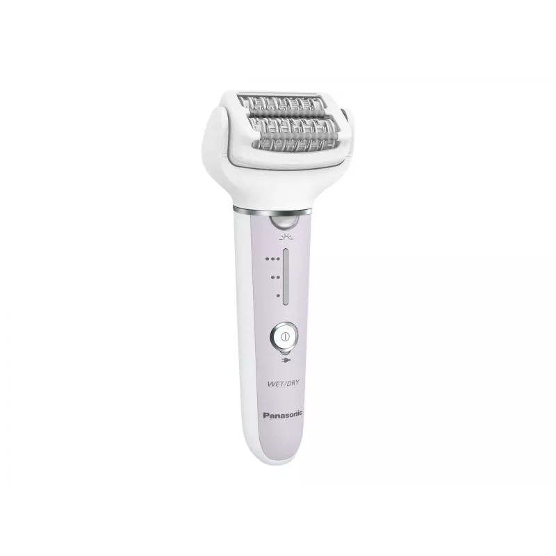 Epilator Panasonic ES-EY30A — 60 tweezers, 3 speeds, Wet & Dry, battery-powered, white/purple