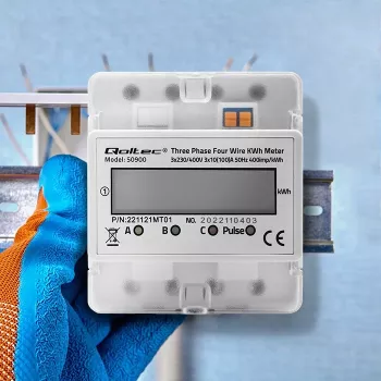 Three-phase electronic energy meter QOLTEC 50900 400V LCD 4P