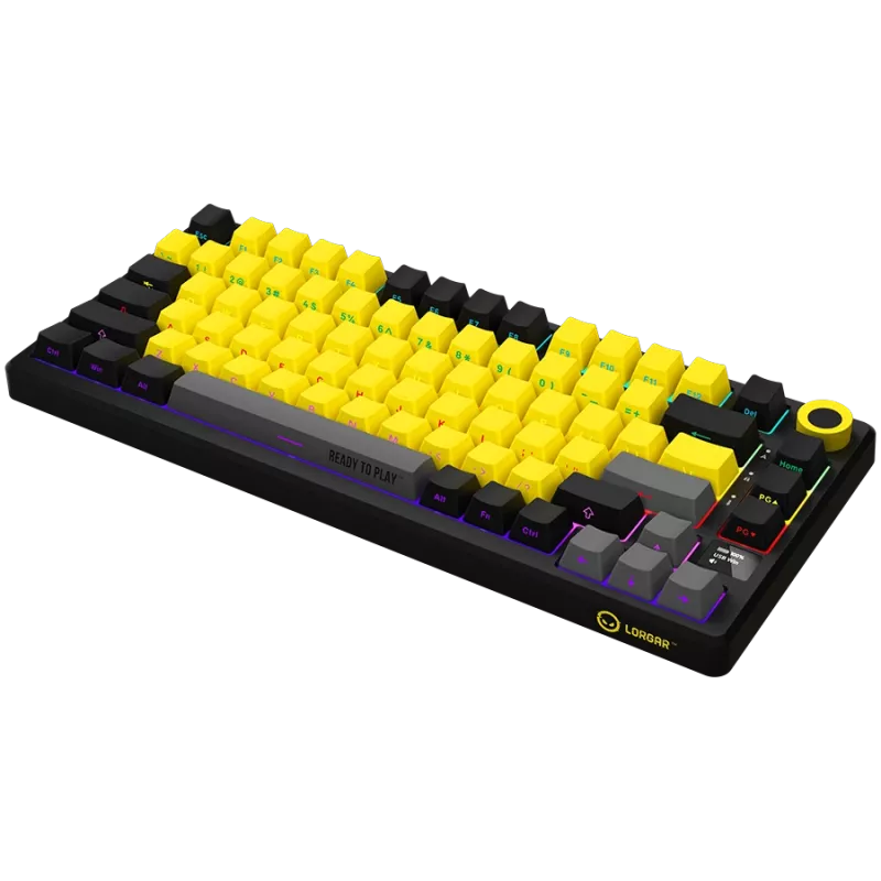 Wireless mechanical gaming keyboard LORGAR KBP7075W — Black/Yellow, EN layout