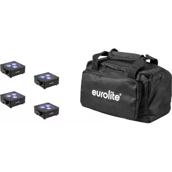 LED Flat Light Set EUROLITE AKKU 3 (4× battery-powered panels) with soft bag