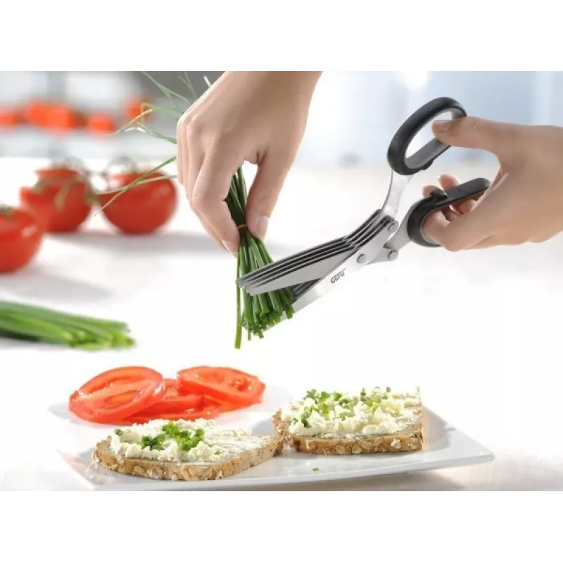Kitchen scissors GEFU 12660 — stainless steel blades, plastic handle, length 191 mm, width 80 mm