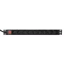 Power distribution unit GEMBIRD EG-PDU-9F2F — 9 French (Type E) sockets, 1U rack, 16A, 2 m cable