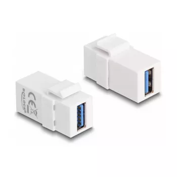 DeLOCK Keystone Module USB 3.0 A female to USB 3.0 A female white 1:1