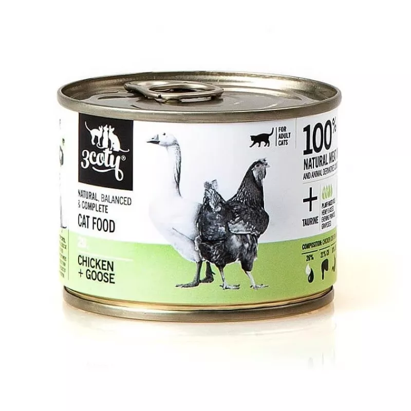 Wet cat food 3coty 3COTY 29 Chicken and goose, 180 g can, adult, grain-free, gluten- and soy-free