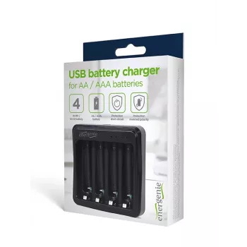 Battery Charger Gembird BC-USB-03 USB Compatible AA AAA Black
