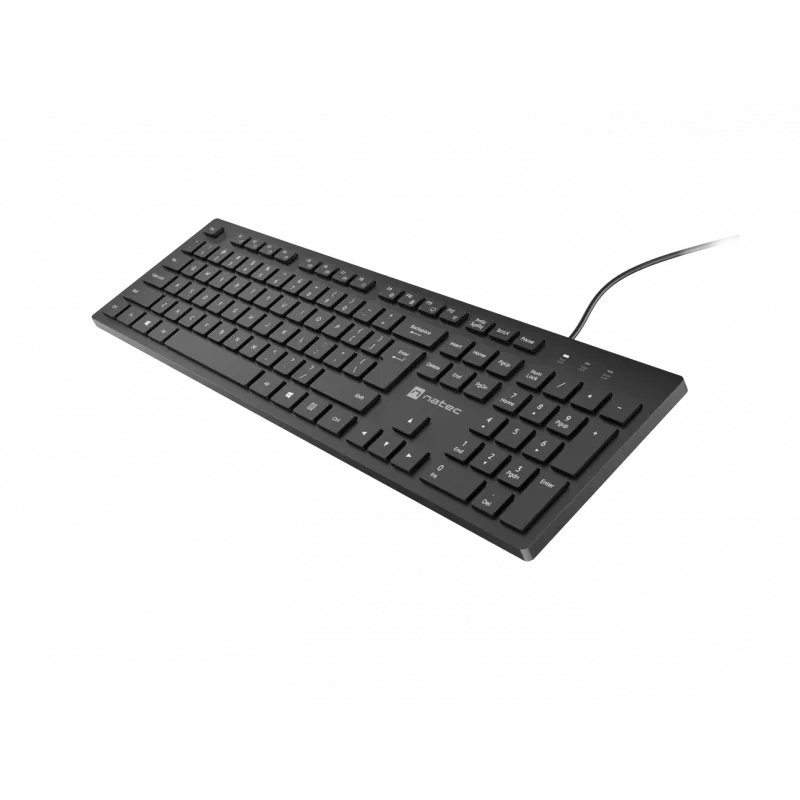 Wired slim multimedia keyboard NATEC HERRING — black, low-profile layout, multimedia keys