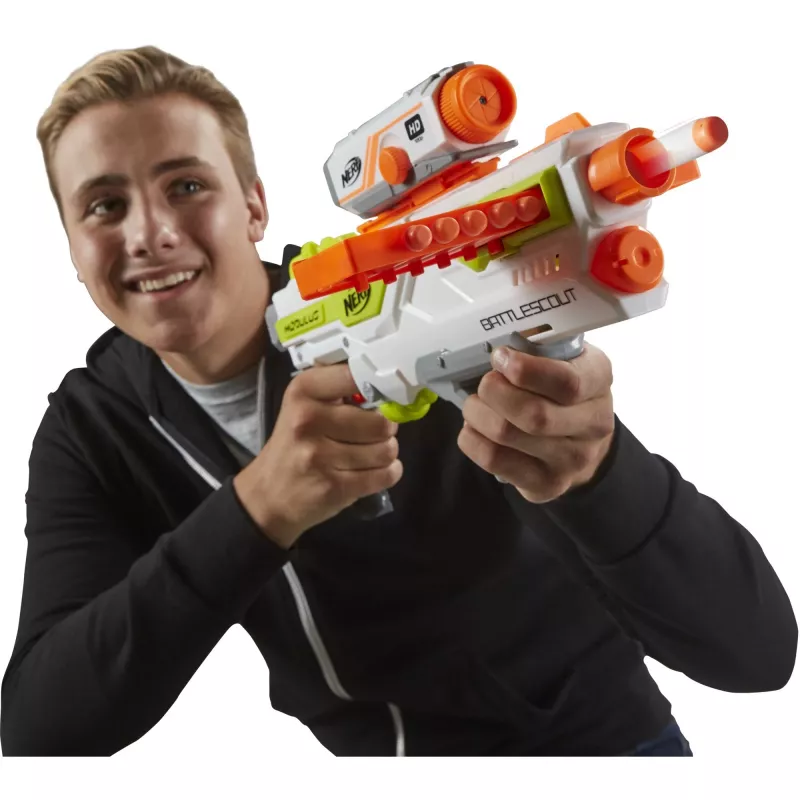 Toy Blaster HASBRO Nerf BattleScout ICS-10 FFP B1756F030 – foam dart blaster, single-shot, tactical rail