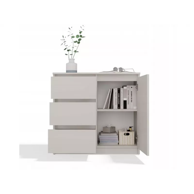 CHEST OF DRAWERS 1 DOOR 3 DRAWERS COLOUR CASHMERE