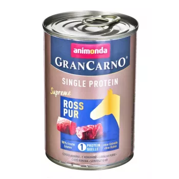 Wet Dog Food Animonda GranCarno Horse Adult 400 g — single-protein, 78% moisture, 11.5% protein