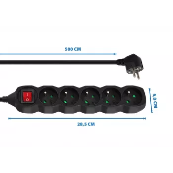 Esperanza ELK216K power extension 5 m 5 AC outlet(s) Indoor Black