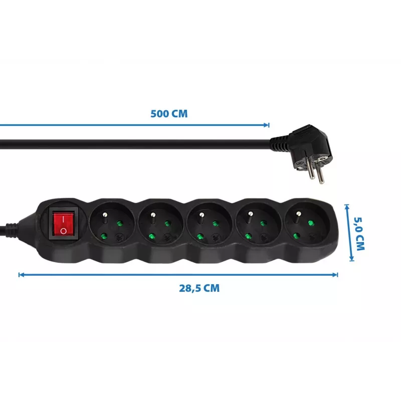 Esperanza ELK216K power extension 5 m 5 AC outlet(s) Indoor Black