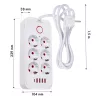 Power strip MACLEAN MCE389 W — 6 sockets, 4×USB-A, 1×USB-C, 2500W, 110–240V, 1.5 m cable, white