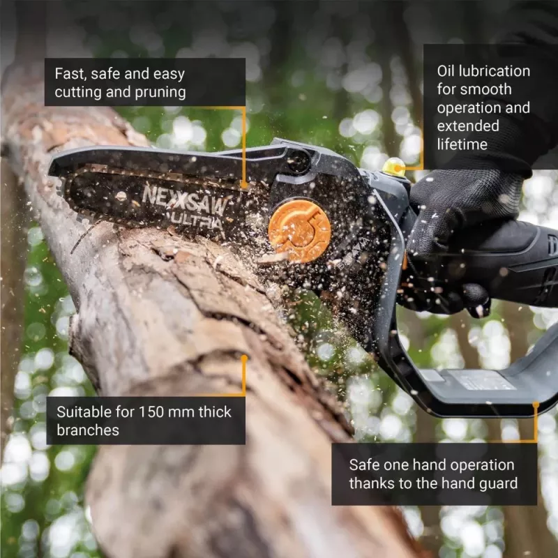 Batavia B.V. | 18V Nexxsaw Cordless Brushless One-Hand Chainsaw V3 Ultra, Without Battery and Charger | 17.78 cm | Chainsaw
