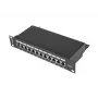 Lanberg PPF6-9012-B 12-Port Cat.6 Shielded Patch Panel, 1U 10-Inch Rackmount, Black