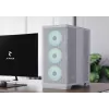 APNX PC Midi Tower C1-R-WT-v1 — White, supports ATX/Micro-ATX/Mini-ITX, 3x120 mm front fans installed, 3x3.5 inch + 3x2.5 inch bays, USB 3.2 Gen1 x2