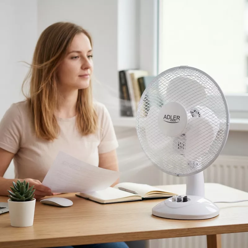 Adler | AD 7302 | Desk Fan | White | Diameter 23 cm | Number of speeds 2 | Oscillation | 60 W | No