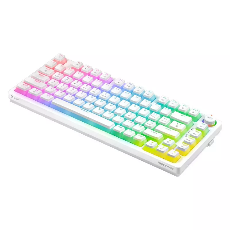 Gaming Keyboard Savio Phenix WHITE GAT RED PUD Wired Wireless USB Bluetooth RGB LED