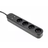 Power strip GEMBIRD TSL-PS-F4U-02 with 4 PL sockets and USB charger, black