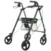 Rollator walker MDH Green with seat and bag — aluminium frame, 4 wheels, adjustable height, max load 136 kg