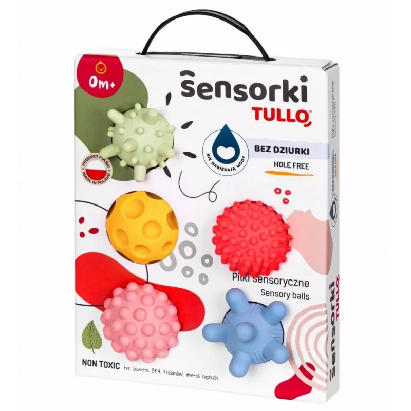 Sensory balls without holes TULLO pastel, 5 pcs