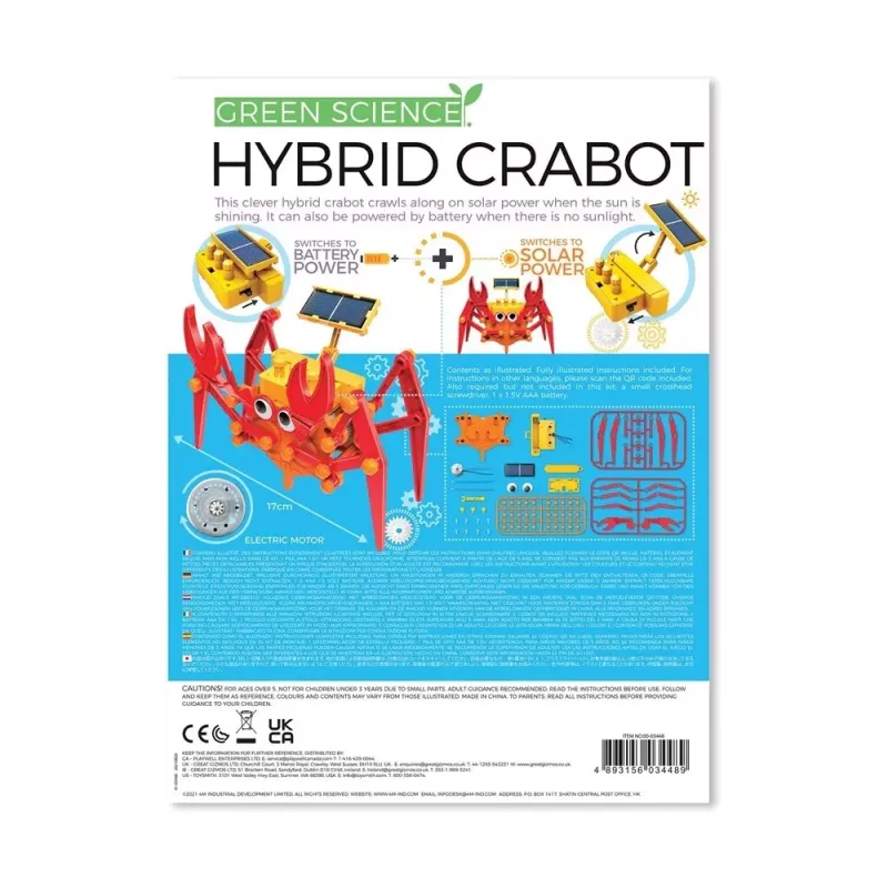 4M Green Science Hybrid Crabot - Solar Power Crawling Crab Kit - for Kids Ages 5+