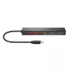 Hub USB-C, 4-porty 2x USB-A,2xUSB-C, Black