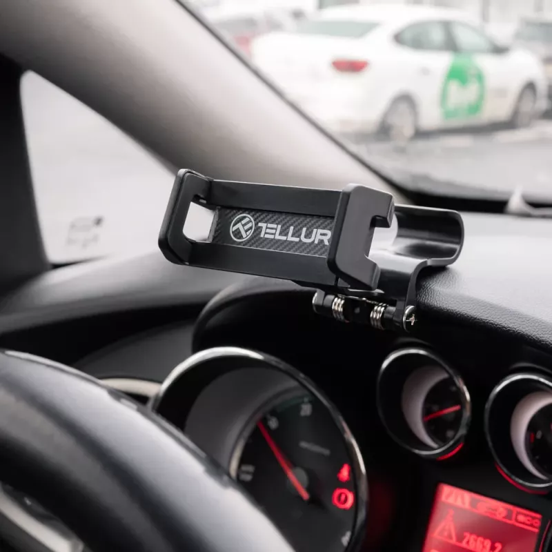 Phone holder Tellur TLL171261 — universal compact adjustable-angle car and desk mount, black