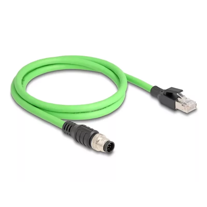 Network Cable DeLOCK M12 Cable A-coded 8 pin male to RJ45 male PUR (TPU) 1 m
