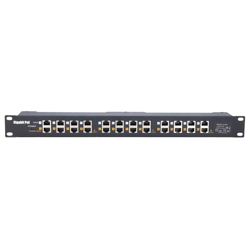 Extralink Gigabit PoE Injector 12 Port 12x 1000Mb/s RJ45, Rackmount