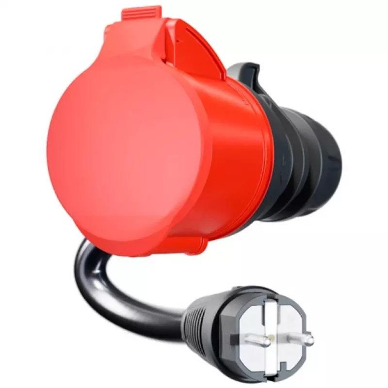 go-e Adapter for Gemini flex 22 kW, CEE Red Three-Phase Power 32A > Household Socket (black, 30cm)