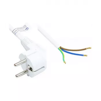Netzkabel Schutzkontakt-Stecker Typ E+F (CEE 7/7, gewinkelt) an abisolierte Enden, weiß, 1,00 mm², 3 m, Good Connections® (P0185-W030)