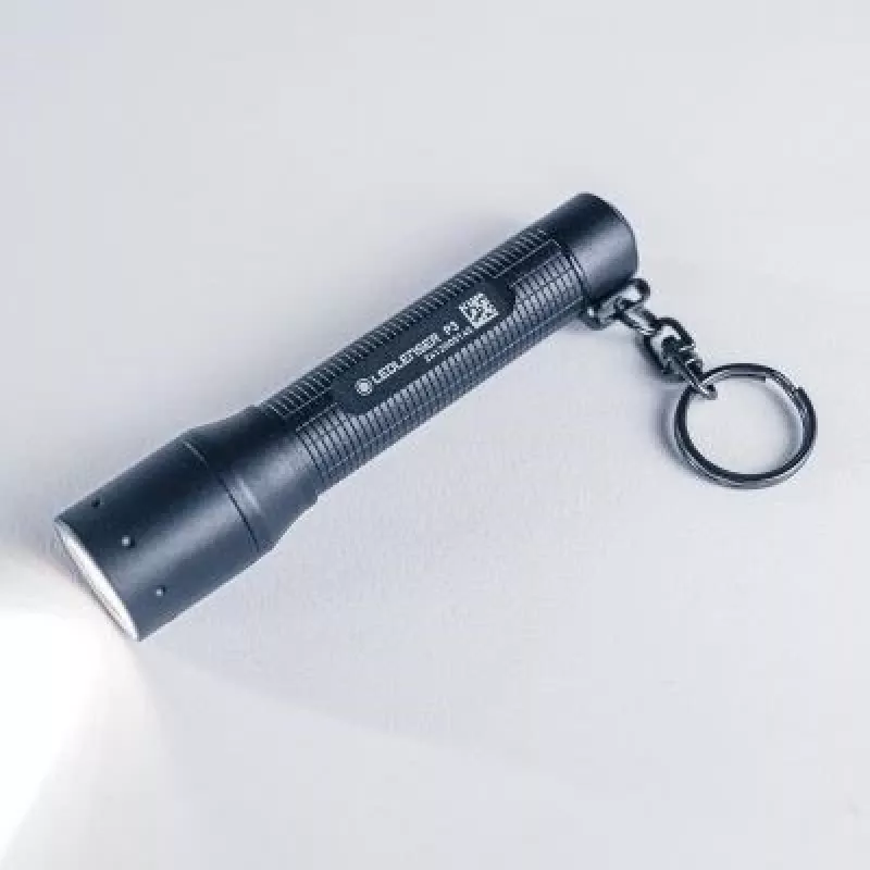 Keychain flashlight Ledlenser P3 Black — compact aluminium LED torch, AAA, up to 130 lm, IP54, 3 power levels
