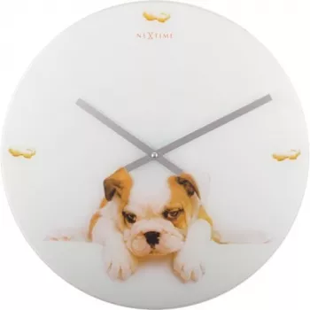 NeXtime klok 8136 Puppy, Ø43 cm, Wall, White/ Beige