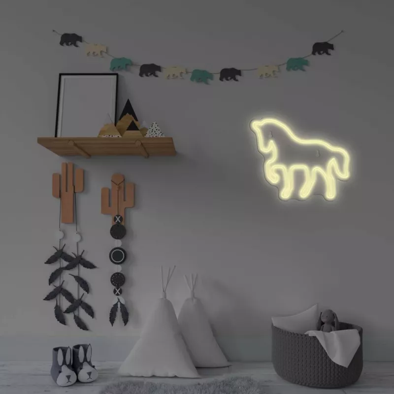 LED Neon Sign MANTA SNL103WH — Horse motif, white