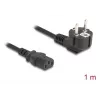 Power cord DELOCK CEE 7/7 (E+F) to IEC C13 90° angled, 1 m, H05VV-F 3x1.00 mm², black